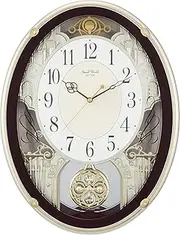 Rhythm 4MN523RH06 Wall Clock, Radio Clock, Karakuri Clock, 18 Songs, Melody, Brown, Small World Proud