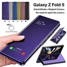 For Samsung Galaxy Z Fold 6 5 Fold4 3 2 Mirror Clear View Plating Stand Cover