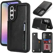 [Cavor] for Galaxy A54 5G Case Vertical Flip Cover for Samsung Galaxy A54 5G Wallet Cases PU Leather Kickstand with Card Slots Holder Magnetic Clasp Protective Phone Cover Women Men-Black