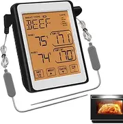Cooking Meat Temperature Meter, Double Probe Temperature Measuring Tool for Oven, Smart Alarm Food Grill Temp Meter for Grilling and Baking, Sturdy Design