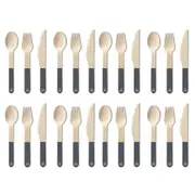 192pc EcoSouLife Compostable Wood Fork/Knife/Spoon Disposable Cutlery Set Grey