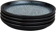Denby - Halo Coupe Medium Plates Set of 4 - Reactive Glaze Dishwasher Microwave Safe Crockery 21cm - Black, Grey Ceramic Stoneware Tableware - Chip & Crack Resistant