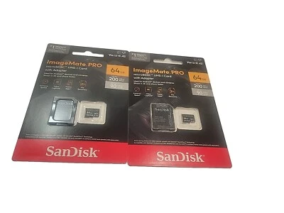 2x SanDisk 64GB ImageMate PRO microSDXC UHS-1 Memory Card with Adapter 064G Each