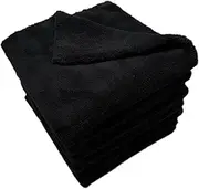SOFTBATFY Plush Edgeless Microfiber Towels Cloth for Cars, Car Drying Wash Detailing Buffing Polishing Towel, 500 GSM 6 Pack 16 x 16inches (Black)