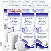 Premium Cotton Pads for Face, 400 Count Round Makeup Remover Pads, 100% Pure & Natural Organic Cotton Rounds, Lint-Free Facial Pads Cleansing Cotton (100 Count (Pack of 6))