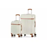 CHAMPS S1016-IVORY Vintage 2-Pc Hardside Luggage Set TSA Lock 360-Wheel Ivory