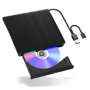 External Blu-Ray Drive - Portable USB 3.0 & Type-C CD DVD Drive for Laptop, S...