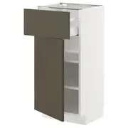 METOD / MAXIMERA base cabinet with drawer/door, white/Havstorp brown-beige, 40x37x80 cm