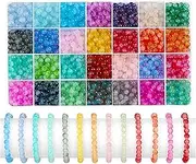 1400Pcs 6mm Round Glass Beads for Bracelets, 28 Colors Bracelet Beads Glass Crystal Beads for Jewelry Making, Bracelet Making and DIY Crafts(Gradient Mermaid Color)