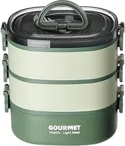 Adult Lunch Box Leak-Proof BPA-Free Stacking Bento Box Lunch Box (3-Tier) Portable Stackable Food Container Storage Boxes for Work School Camping (Green)