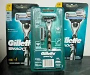 3Pk Gillette MACH 3 Men’s Razor Handle & 2 Blade Refill Cartridges Slv/Blk