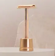 Rose Gold Double Edge Safety Razor Shaver for Women with Stand, Lady Razor
