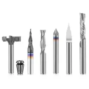 Foxalien 1/4" Shank CNC Router Bit Essential Kit Includes 1/4" ER11 Collet, V-Bi