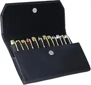 Fountain Pen Case for 12 Fountain Pens Litchi Pattern Black Leather Pen Case with Magnetic Clasp 11x7 Inch Portable Pen Organizer Case, Gifts for Man/Woman/Office