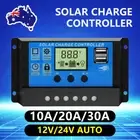 Solar Panel Charge Controller Regulator 12V/24V auto dual USB 30/20A Battery PWM