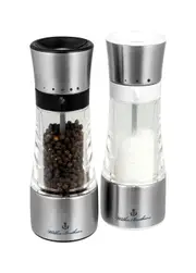 Salt and Pepper Mill Grinder Set Stainless Steel/Acrylic - 18cm
