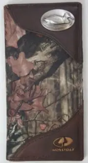 ZEP-PRO Duck Rodeo Roper Leather & Nylon MOSSY OAK Camo WALLET TIN GIFT BOX