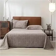 Full/Queen-86x94 King-94x98 Size Bedspread Coverlet Set Bedding Cover with 2 Pillow Shams-19x29 3 Piece 100% Cotton Quilt Set (Color : Brown, Size : 220x240cm-86x94 inch)