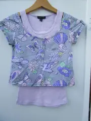 Girls Pumpkin Patch Bird Printed Slouchy tee top Size 5 & 11 NWT