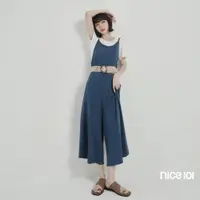 在飛比找蝦皮商城優惠-【niceioi】寬褲女 連身褲 莫代爾 寬褲女藍色 兩件式