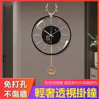 在飛比找樂天市場購物網優惠-【時鐘掛鐘+免運】輕奢客廳靜音掛鐘 北歐鹿頭創意鐘錶 時尚搖