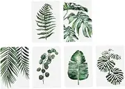 QUMIIRITY 6pcs Wall Decor Green Leaves Bedroom Wall Picture Wall Hanging Painting for Home