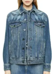 $650 NWT DIESEL Sz40(S) BLACK GOLD PATCHWORK EMBROIDERED DENIM TRUCKER JACKET