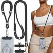 2PCS Adjustable Phone Lanyard & Wrist Strap with Tether Tab, Secure Hands Black