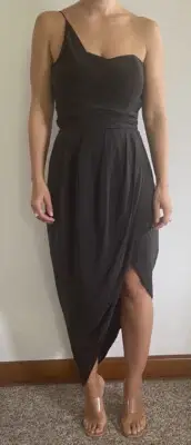 sass and bide Black washed silk dress one shoulder size 8
