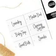 12 White Acrylic Basket Tags - Jute String Label Holders for Storage Bins - Acrylic Hanging Tags Labels for Baskets - Labels Clip On - Bin Clip - Organizing Tags Personalized Gift Tags