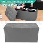 Folding Ottoman Storage Cube Footstool Stool Blanket Box Pouf Seat Bench Grey