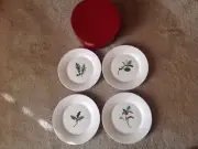 Crate & Barrel Christmas Salad Plates Boxed Set of 4