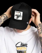[Goorin Bros] Goorin Bros Men's The Deadly Scorpion Trucker Cap in Black One Size Black