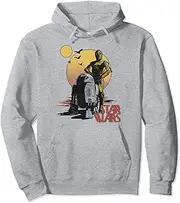 [STAR WARS] C-3PO And R2-D2 On Tatooine Retro Portrait Pullover Hoodie
