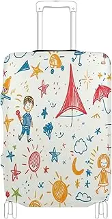 [Joisal] Cute Cats Flowers Suitcase Protector Cover Elastic Suitcase Identifiers Unique, Luggage Accessories for Travel, Cute Doodle, XL 29-32 in