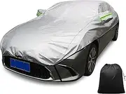 Car Covers Made for Jeep Commander 2005-2010 Half Car Cover Waterproof Breathable Outdoor Half Car Covers Sun Snow Rain Dust UV with Storage Bag(Silver)
