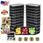 Reusable Black Meal Prep Containers - 75 Pack of 17 oz 3-Compartment Bento Boxes