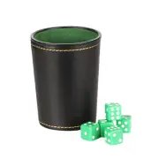 5Pcs PU Leather Dice Cup Set With 20 Dot Dices Exquisite Hand Feeling Black HG