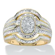 1/8 Cttw. Diamond Two-Tone Gold-Plated Silver Oval-Shaped Engagement Ring