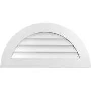 34 in. x 17 in. Half Round Surface Mount PVC Gable Vent: Decorative with Frame