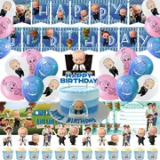 Boss Baby Party Decorating Set - Birthday Banner Balloons Cake Cupcake Toppers Invitations - Kids Birthday Party Decorations