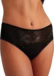 [saalt] Lace Hipster Period Underwear – Mid-Rise Leak Proof Underwear for Women – Soft-Stretch European Lace – Reusable & Machine Washable - Volcanic Black - Large, Volcanic Black - Heavy Absorbency