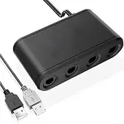 Gamer Gear 4-Port Adapter for GameCube Controllers - compatible with Switch, Wii U, and PC, Plug-and-Play