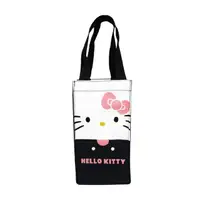 在飛比找樂天市場購物網優惠-小禮堂 Hello Kitty 方形保冷水壺袋 (黑大臉)