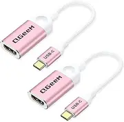 QGeeM USB C to HDMI Adapter 4K Cable, USB Type-C to HDMI Adapter [Thunderbolt 3/4] for Laptop MacBook Pro/Air, iPhone15 Pro max, Dell XPS, HP.Pixelbook, Thinkpad,Surface,etc.-Pink-2Packs