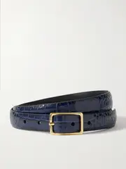 [Anderson's] Anderson's - Croc-effect Leather Belt - Navy - 65 65 Blue
