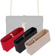 LinerLink Organizer for YSL Envelope Medium (24L x 17,5H x 6D cm) | Handmade Custom Insert | 2mm Felt Liner | Women Handbag Shaper (Beige, Style A: Exposure)