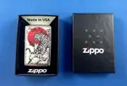 Zippo Metal Refillable Windproof Designed Brushed Chrome Tiger Sun Lighter