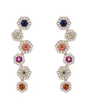 Diana M. Fine Jewelry 14K 1.13 ct. tw. Diamond & Sapphire Earrings