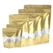 Matte Gold Standup Zip Seal Bag in with Frosted Window for Snacks Candy Chamoy